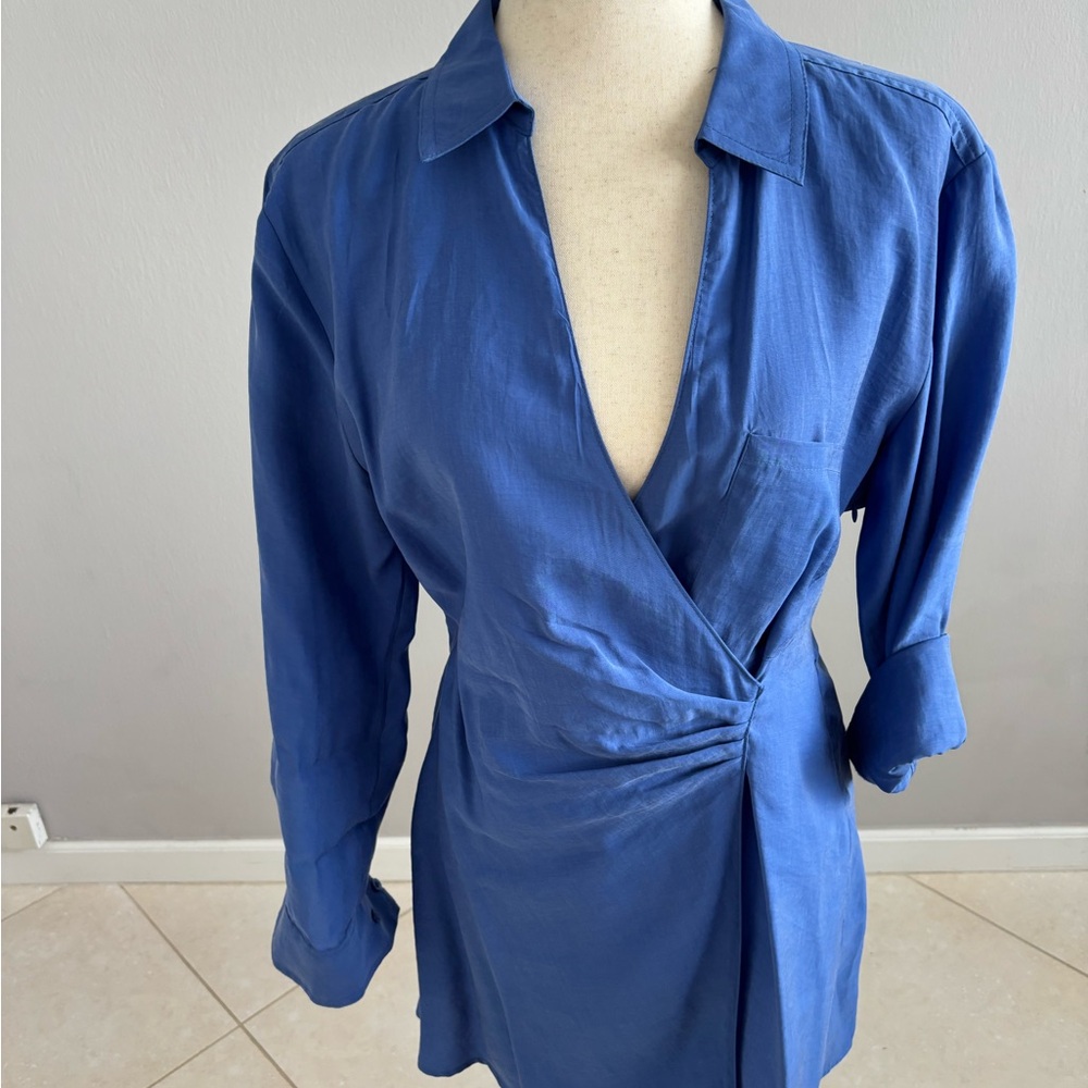 Zara Deep Blue Wrap Mini Dress